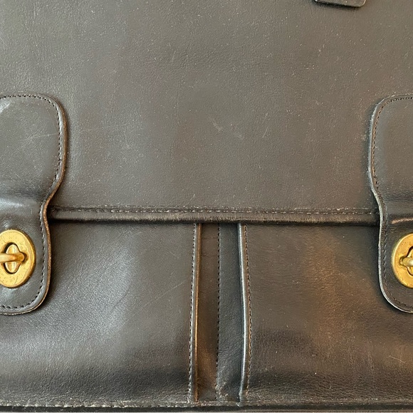 *SOLD* Vintage Coach Prescott black leather briefcase messenger bag - Picture 3 of 10